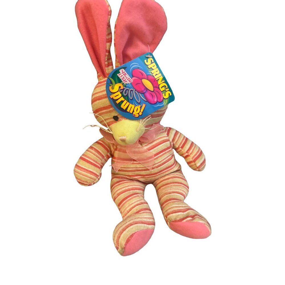 Sugar Loaf Spring's Sprung Bunny Plush Stuffed Animal Pink Orange Striped 2008